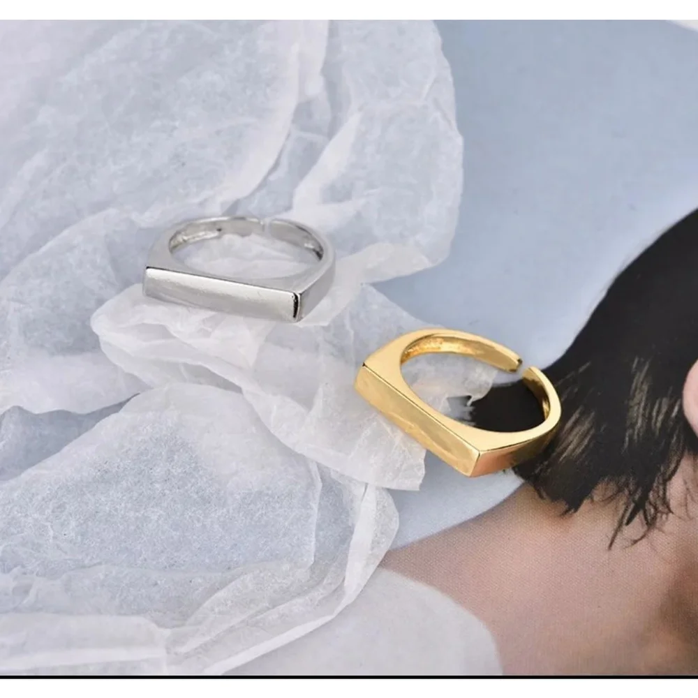 NEW Unisex Men's Ring Adjustable Gold-Plated‎ S925, Size Small